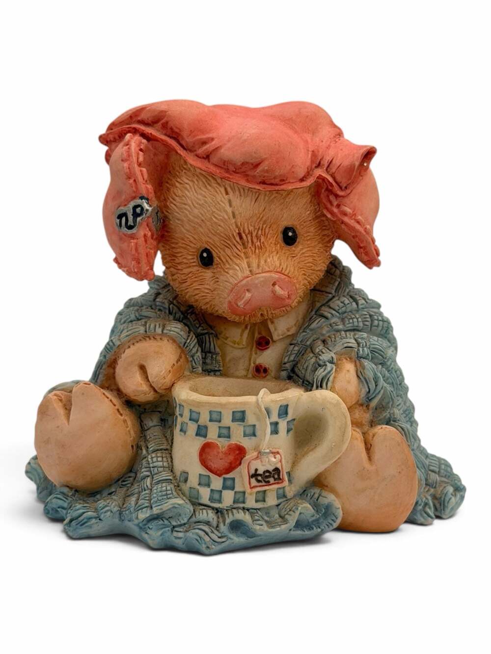 Enesco This Little Piggy Stayed Home Figurine Pig in Robe 1994